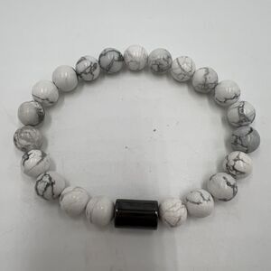 Stretch Bracelet Unisex Heavy Marble Stone Beads Minimalist Peacefulness Restful